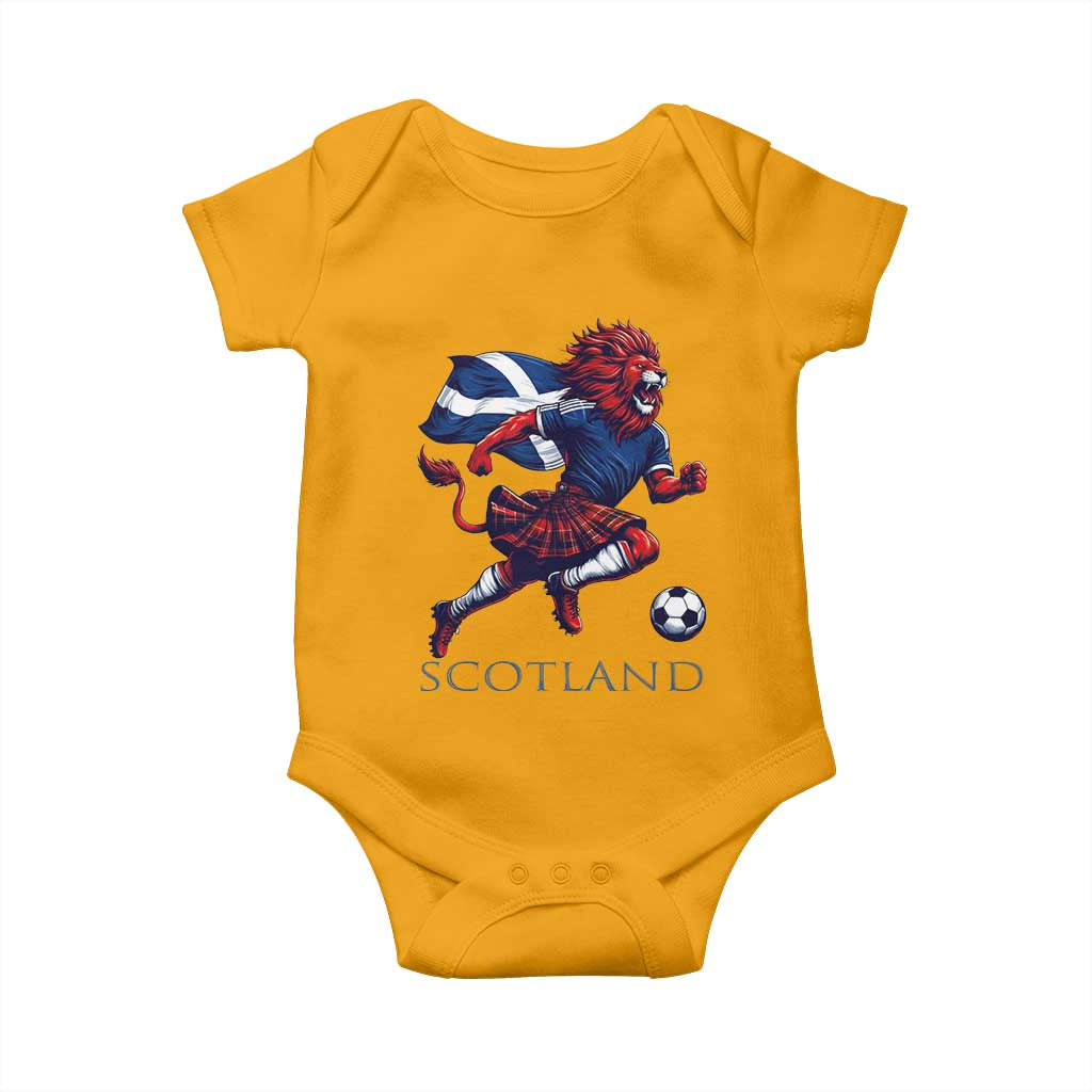Scottish Lion Football Baby Onesie Brave Lion in Kilt with Flag Cape Pride - Wonder Print Shop