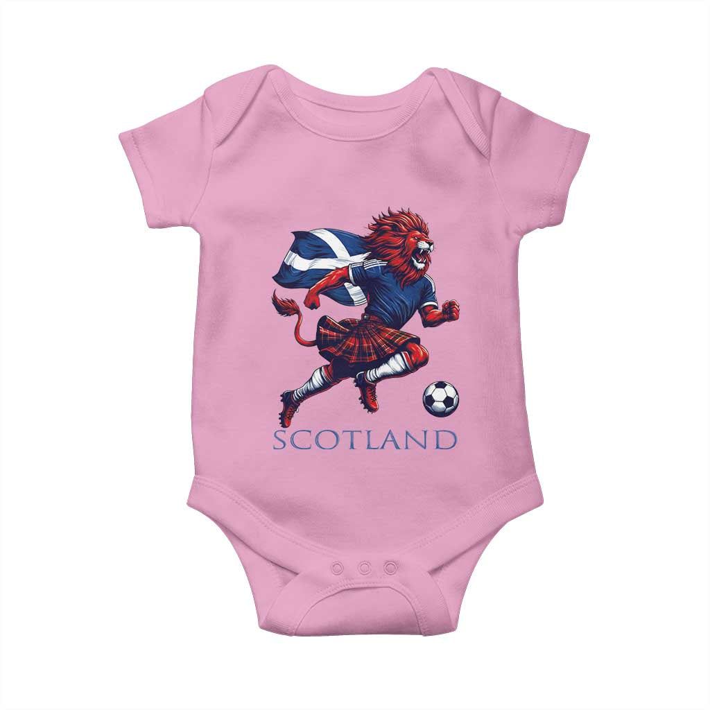 Scottish Lion Football Baby Onesie Brave Lion in Kilt with Flag Cape Pride - Wonder Print Shop