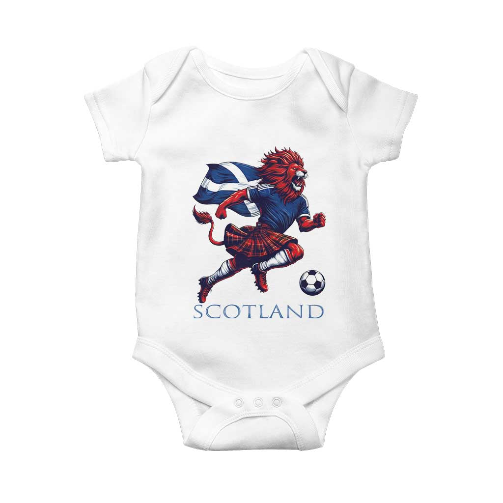Scottish Lion Football Baby Onesie Brave Lion in Kilt with Flag Cape Pride - Wonder Print Shop