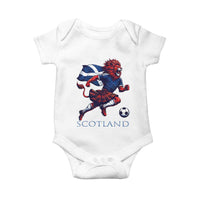 Scottish Lion Football Baby Onesie Brave Lion in Kilt with Flag Cape Pride - Wonder Print Shop