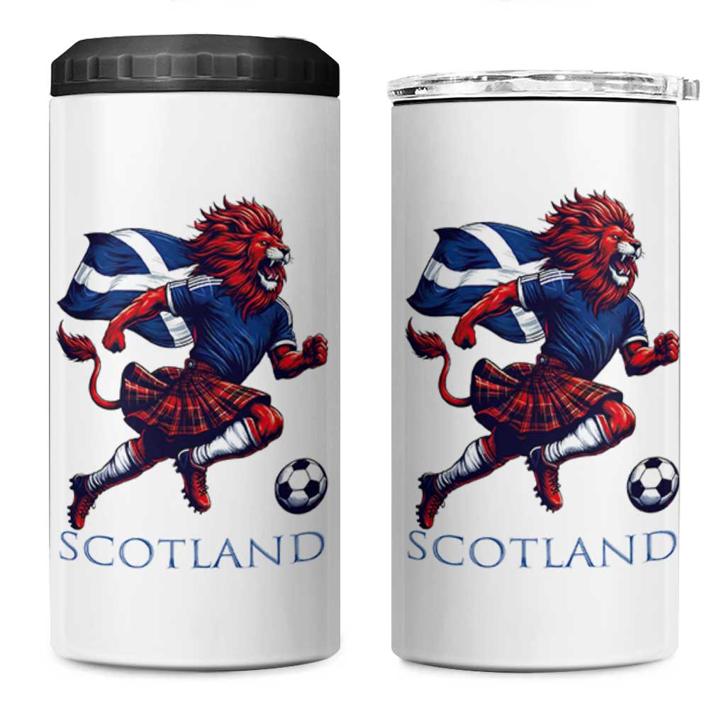 Scottish Lion Football 4 in 1 Can Cooler Tumbler Brave Lion in Kilt with Flag Cape Pride - Wonder Print Shop