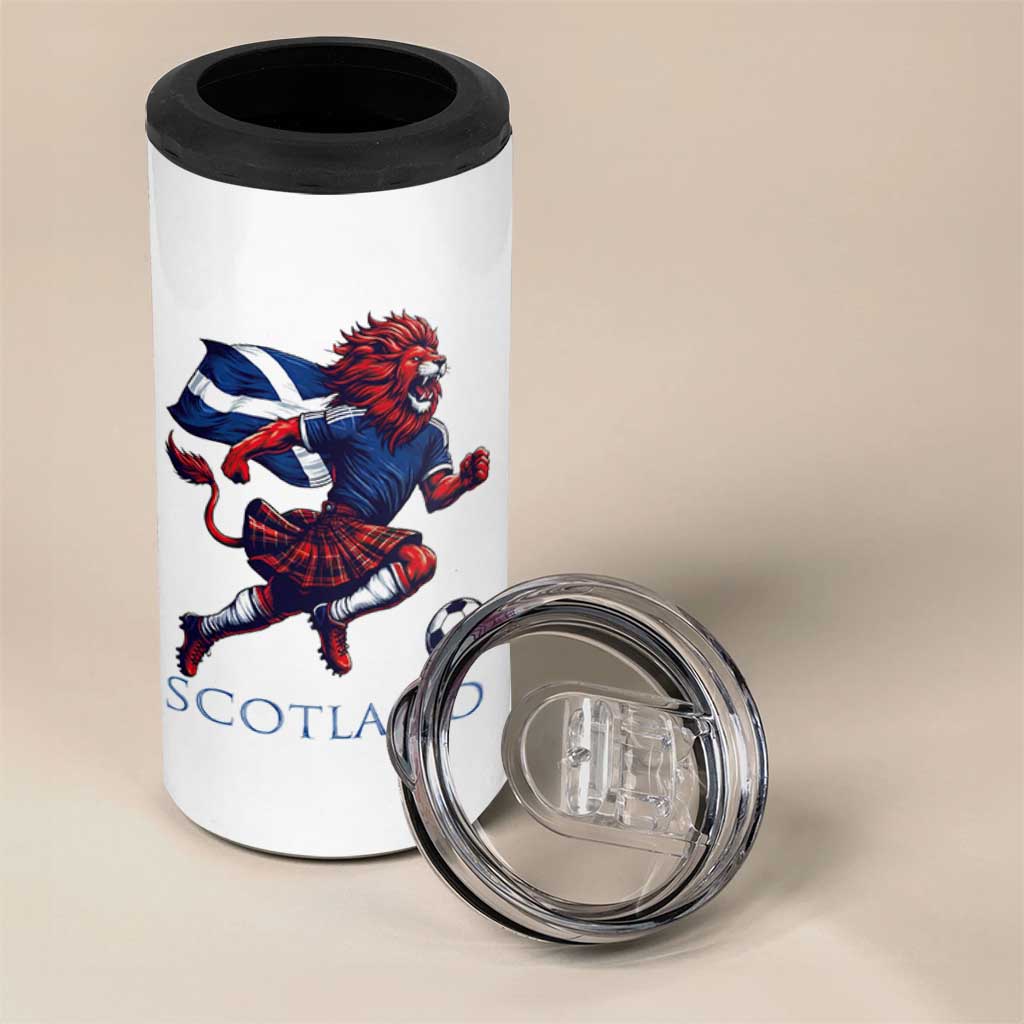Scottish Lion Football 4 in 1 Can Cooler Tumbler Brave Lion in Kilt with Flag Cape Pride - Wonder Print Shop