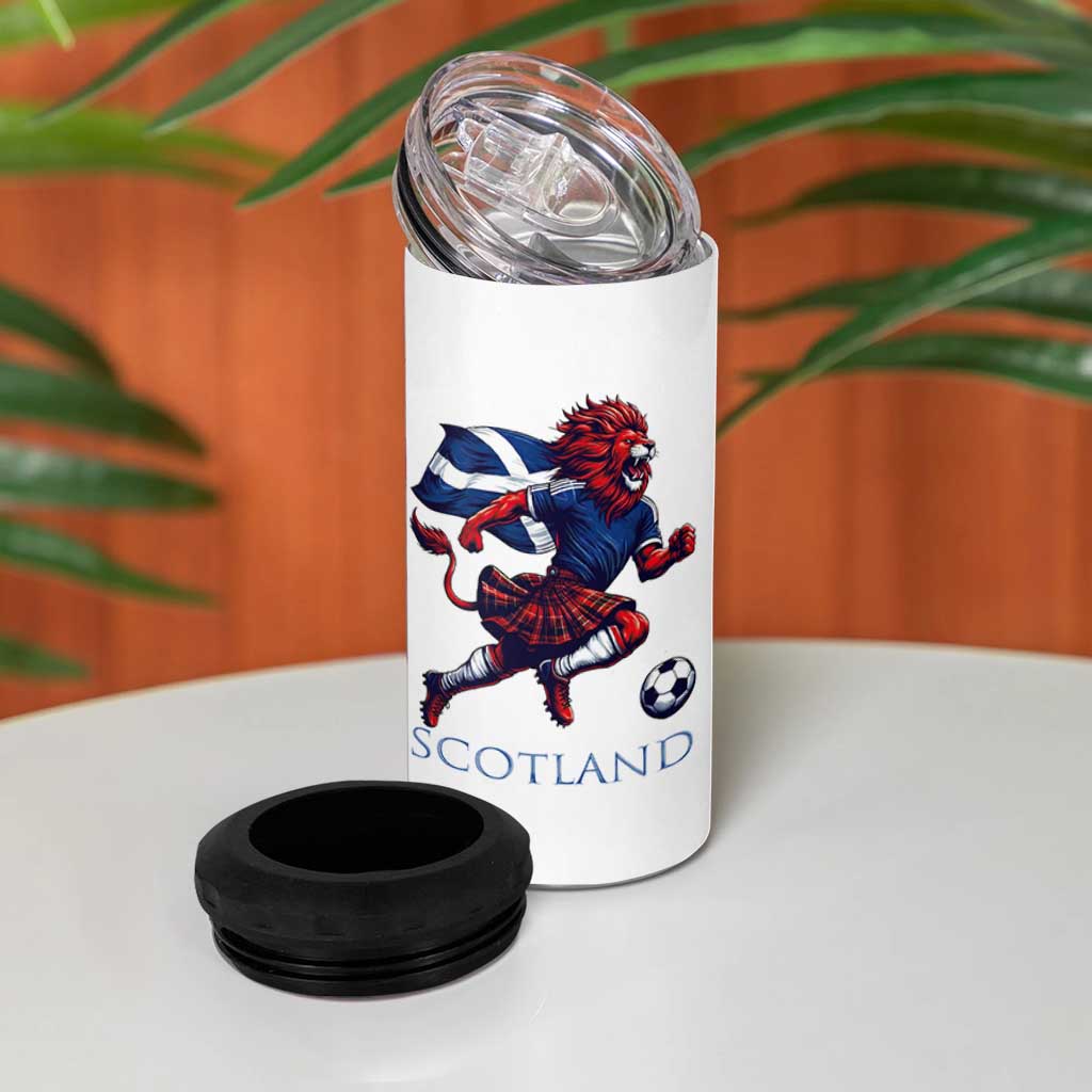 Scottish Lion Football 4 in 1 Can Cooler Tumbler Brave Lion in Kilt with Flag Cape Pride - Wonder Print Shop