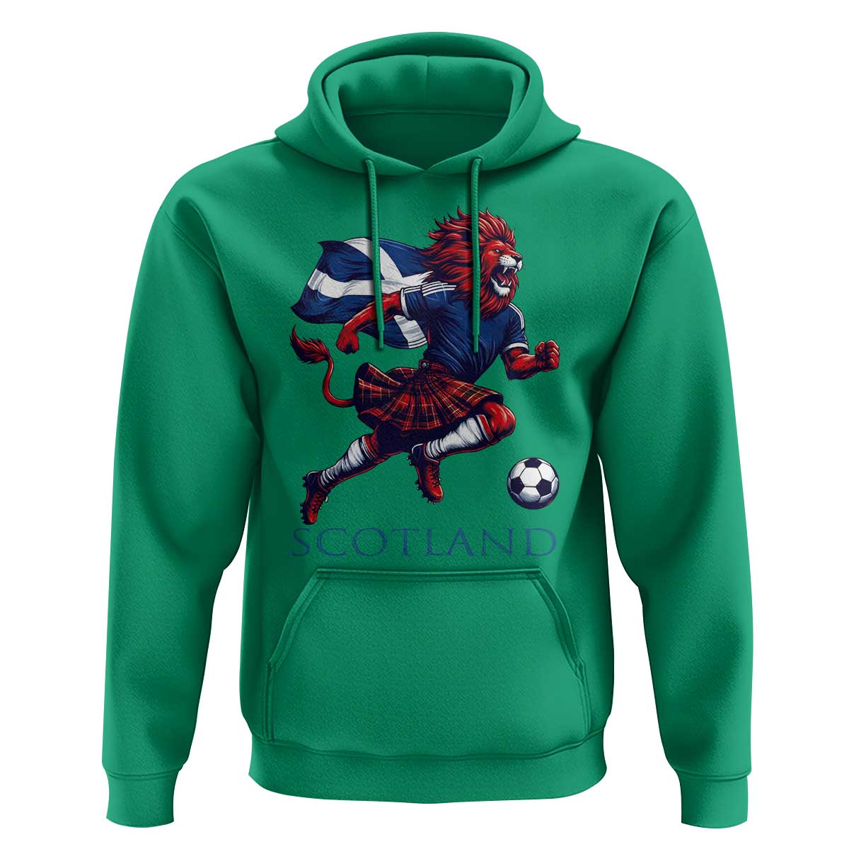 Scottish Lion Football Hoodie Brave Lion in Kilt with Flag Cape Pride - Wonder Print Shop