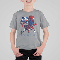 Scottish Lion Football T Shirt For Kid Brave Lion in Kilt with Flag Cape Pride - Wonder Print Shop