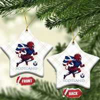 Scottish Lion Football Ceramic Ornament Brave Lion in Kilt with Flag Cape Pride - Wonder Print Shop