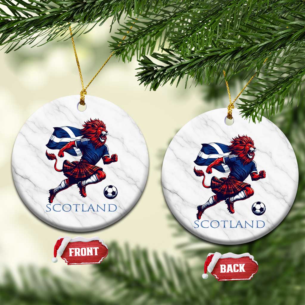 Scottish Lion Football Ceramic Ornament Brave Lion in Kilt with Flag Cape Pride - Wonder Print Shop