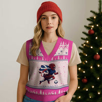 Scottish Lion Football V-Neck Knit Sweater Vest Brave Lion in Kilt with Flag Cape Pride - Wonder Print Shop