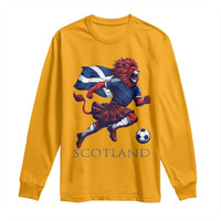 Scottish Lion Football Long Sleeve Shirt Brave Lion in Kilt with Flag Cape Pride - Wonder Print Shop