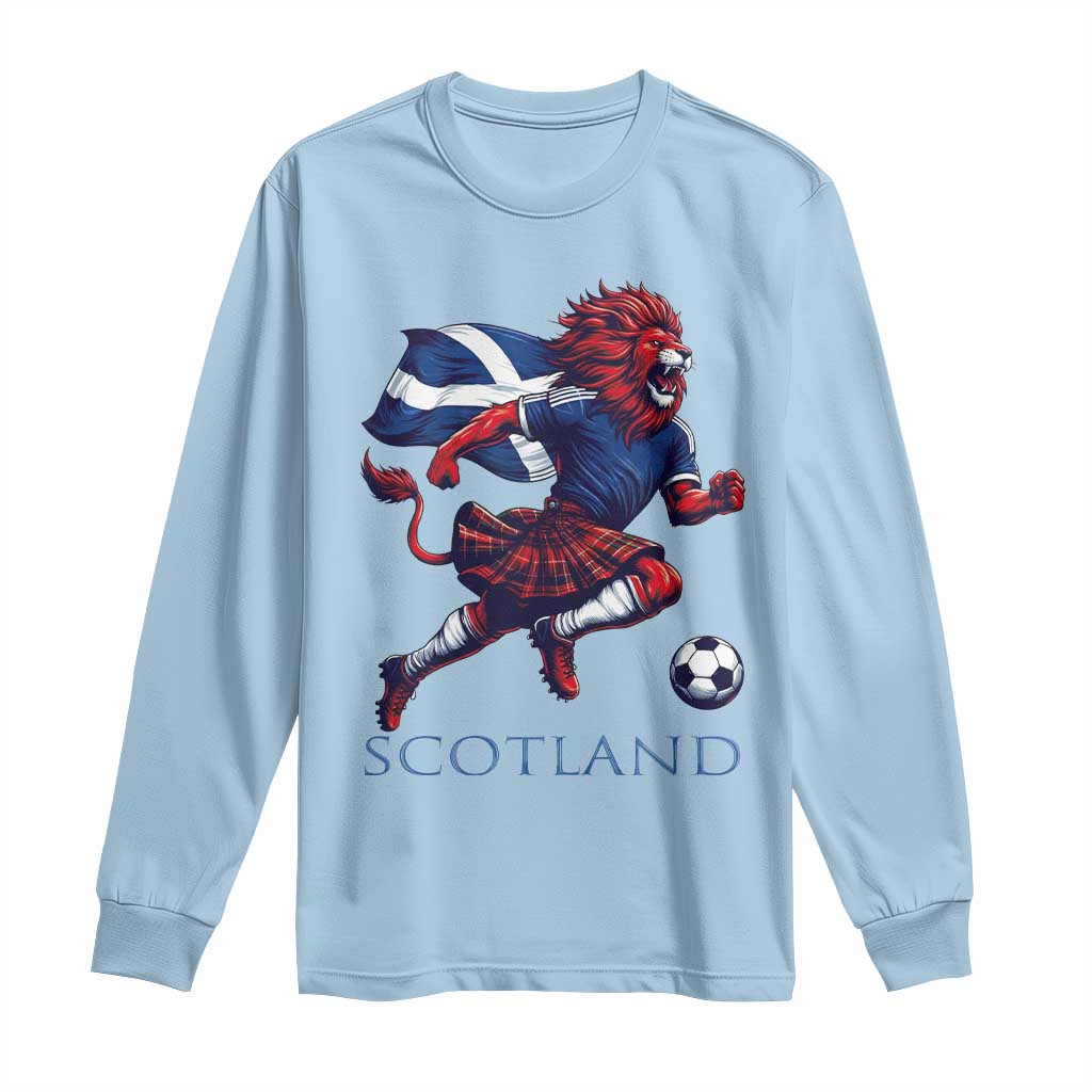 Scottish Lion Football Long Sleeve Shirt Brave Lion in Kilt with Flag Cape Pride - Wonder Print Shop