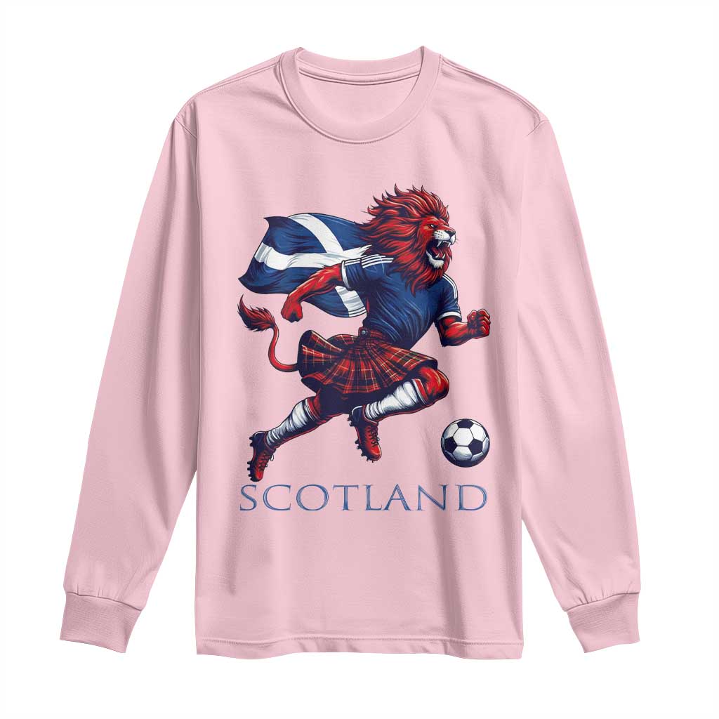 Scottish Lion Football Long Sleeve Shirt Brave Lion in Kilt with Flag Cape Pride - Wonder Print Shop