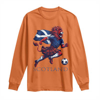 Scottish Lion Football Long Sleeve Shirt Brave Lion in Kilt with Flag Cape Pride - Wonder Print Shop