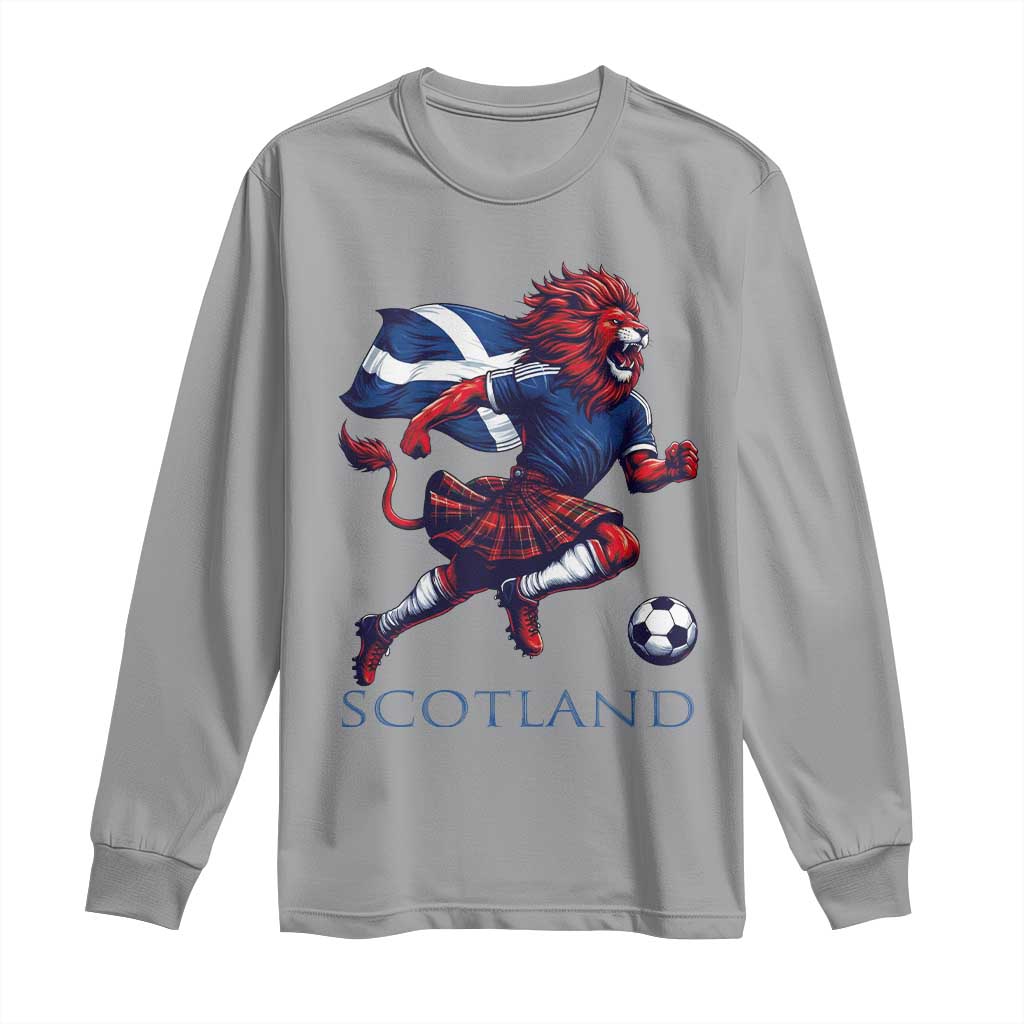 Scottish Lion Football Long Sleeve Shirt Brave Lion in Kilt with Flag Cape Pride - Wonder Print Shop