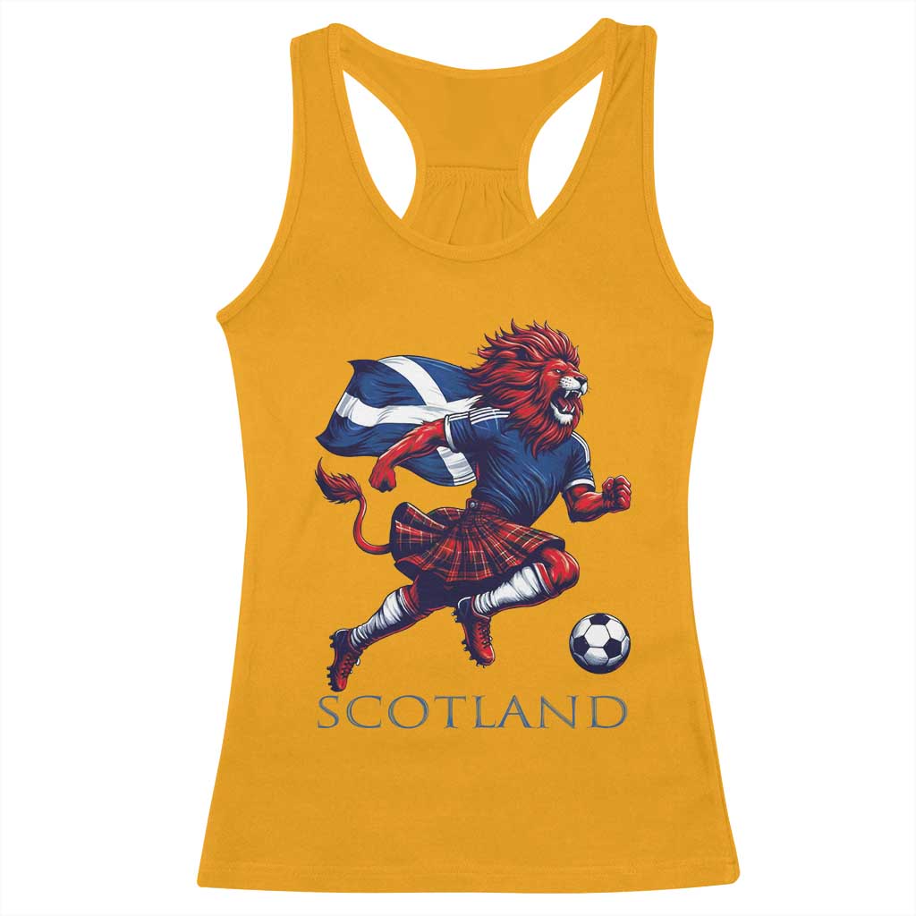 Scottish Lion Football Racerback Tank Top Brave Lion in Kilt with Flag Cape Pride - Wonder Print Shop