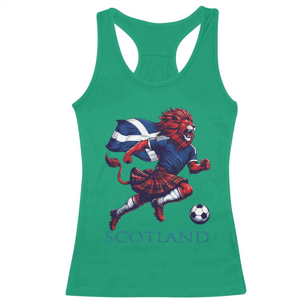 Scottish Lion Football Racerback Tank Top Brave Lion in Kilt with Flag Cape Pride - Wonder Print Shop