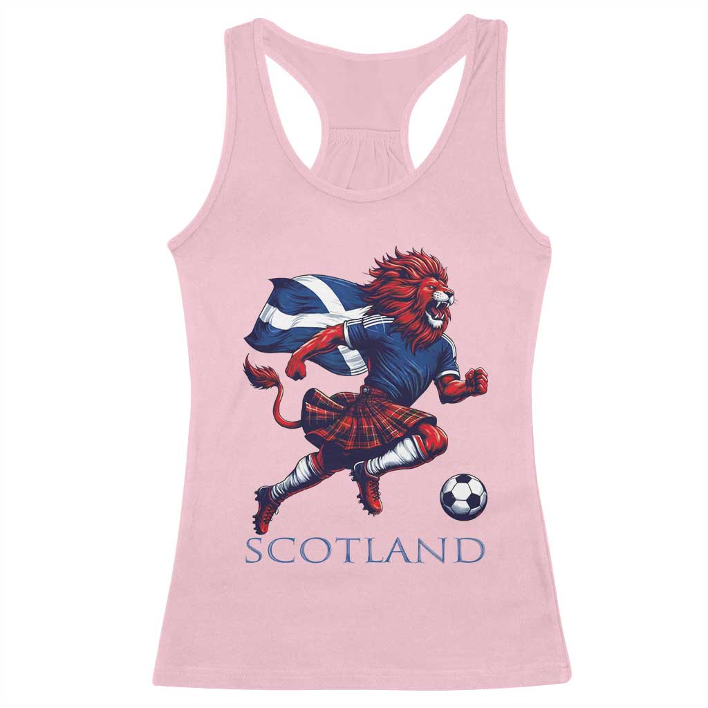 Scottish Lion Football Racerback Tank Top Brave Lion in Kilt with Flag Cape Pride - Wonder Print Shop