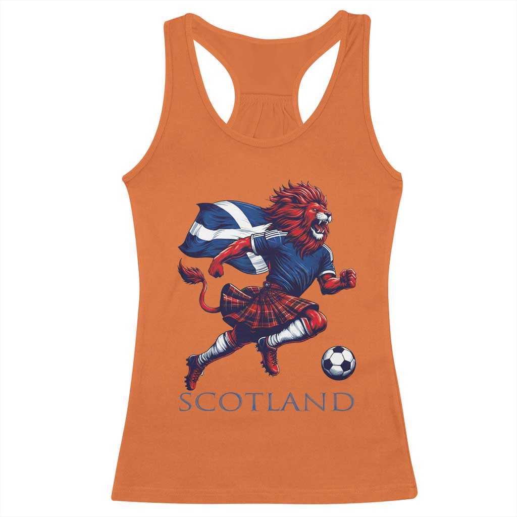 Scottish Lion Football Racerback Tank Top Brave Lion in Kilt with Flag Cape Pride - Wonder Print Shop