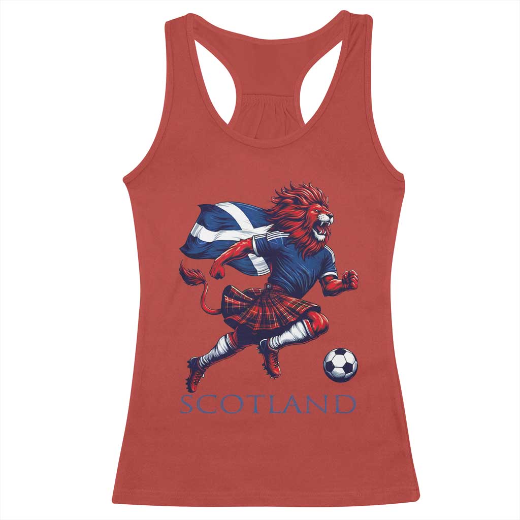 Scottish Lion Football Racerback Tank Top Brave Lion in Kilt with Flag Cape Pride - Wonder Print Shop