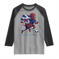 Scottish Lion Football Raglan Shirt Brave Lion in Kilt with Flag Cape Pride - Wonder Print Shop