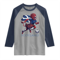 Scottish Lion Football Raglan Shirt Brave Lion in Kilt with Flag Cape Pride - Wonder Print Shop