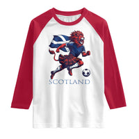 Scottish Lion Football Raglan Shirt Brave Lion in Kilt with Flag Cape Pride - Wonder Print Shop