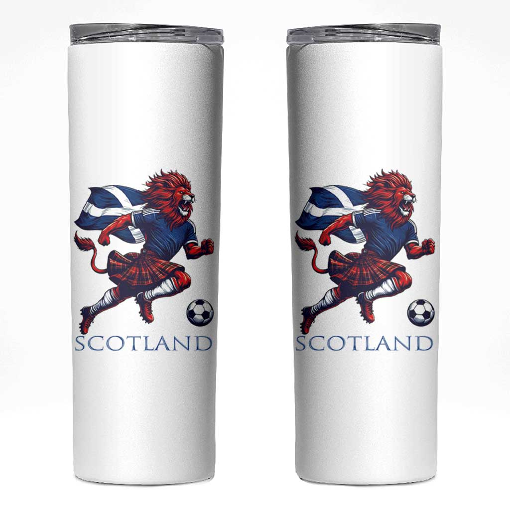 Scottish Lion Football Skinny Tumbler Brave Lion in Kilt with Flag Cape Pride - Wonder Print Shop