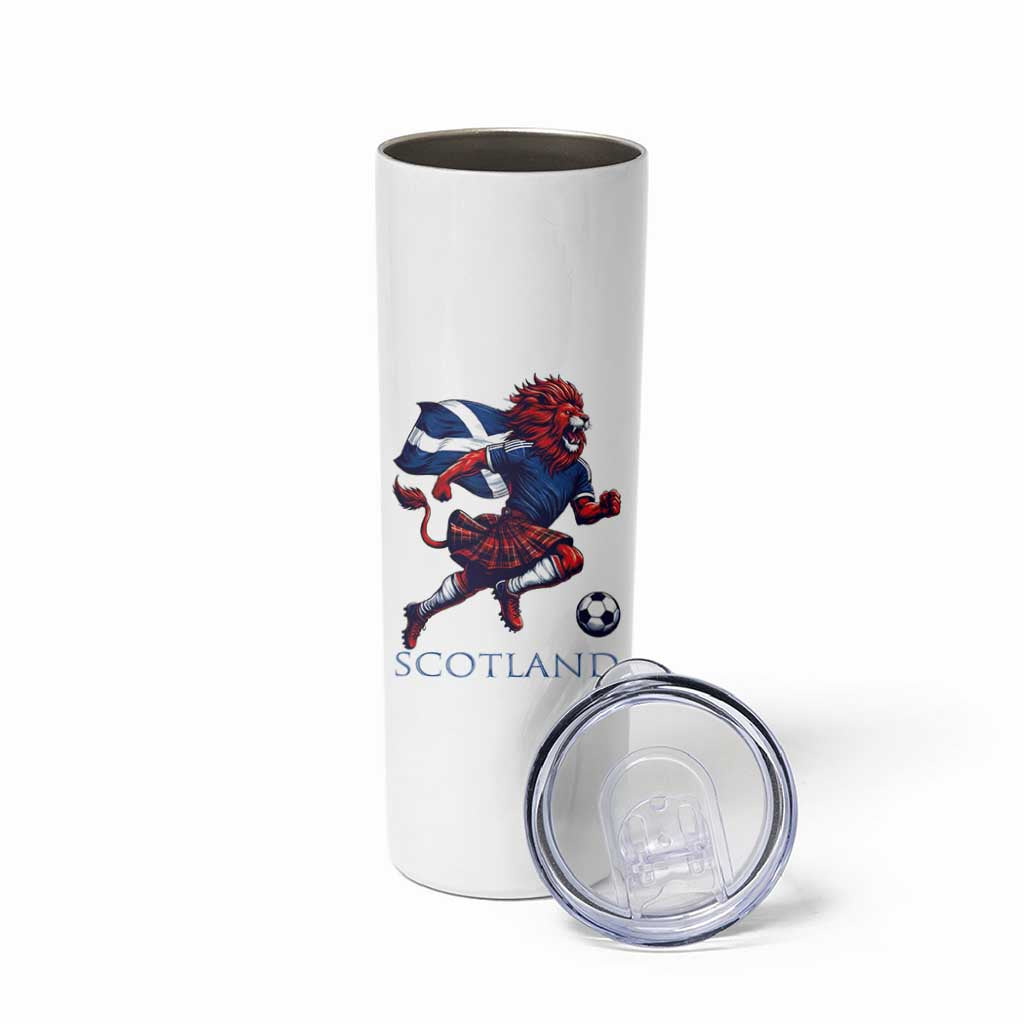 Scottish Lion Football Skinny Tumbler Brave Lion in Kilt with Flag Cape Pride - Wonder Print Shop