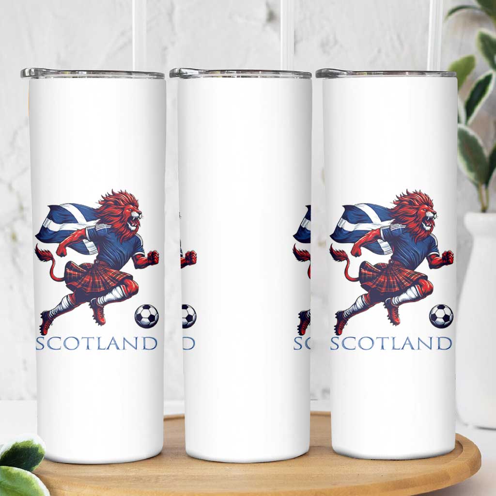 Scottish Lion Football Skinny Tumbler Brave Lion in Kilt with Flag Cape Pride - Wonder Print Shop