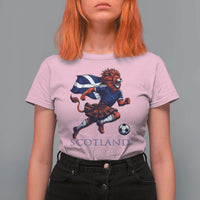 Scottish Lion Football T Shirt For Women Brave Lion in Kilt with Flag Cape Pride - Wonder Print Shop