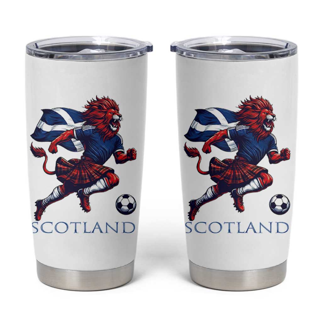 Scottish Lion Football Tumbler Cup Brave Lion in Kilt with Flag Cape Pride - Wonder Print Shop