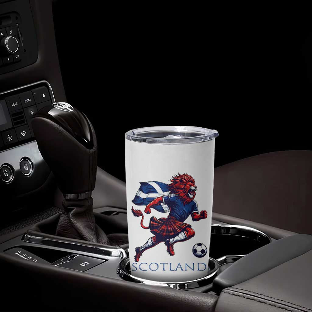 Scottish Lion Football Tumbler Cup Brave Lion in Kilt with Flag Cape Pride - Wonder Print Shop