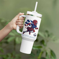 Scottish Lion Football Tumbler With Handle Brave Lion in Kilt with Flag Cape Pride - Wonder Print Shop