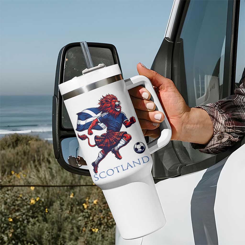 Scottish Lion Football Tumbler With Handle Brave Lion in Kilt with Flag Cape Pride - Wonder Print Shop