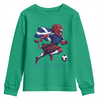 Scottish Lion Football Youth Sweatshirt Brave Lion in Kilt with Flag Cape Pride - Wonder Print Shop