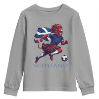 Scottish Lion Football Youth Sweatshirt Brave Lion in Kilt with Flag Cape Pride - Wonder Print Shop