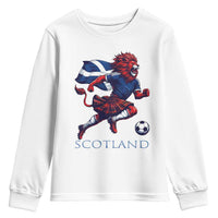 Scottish Lion Football Youth Sweatshirt Brave Lion in Kilt with Flag Cape Pride - Wonder Print Shop