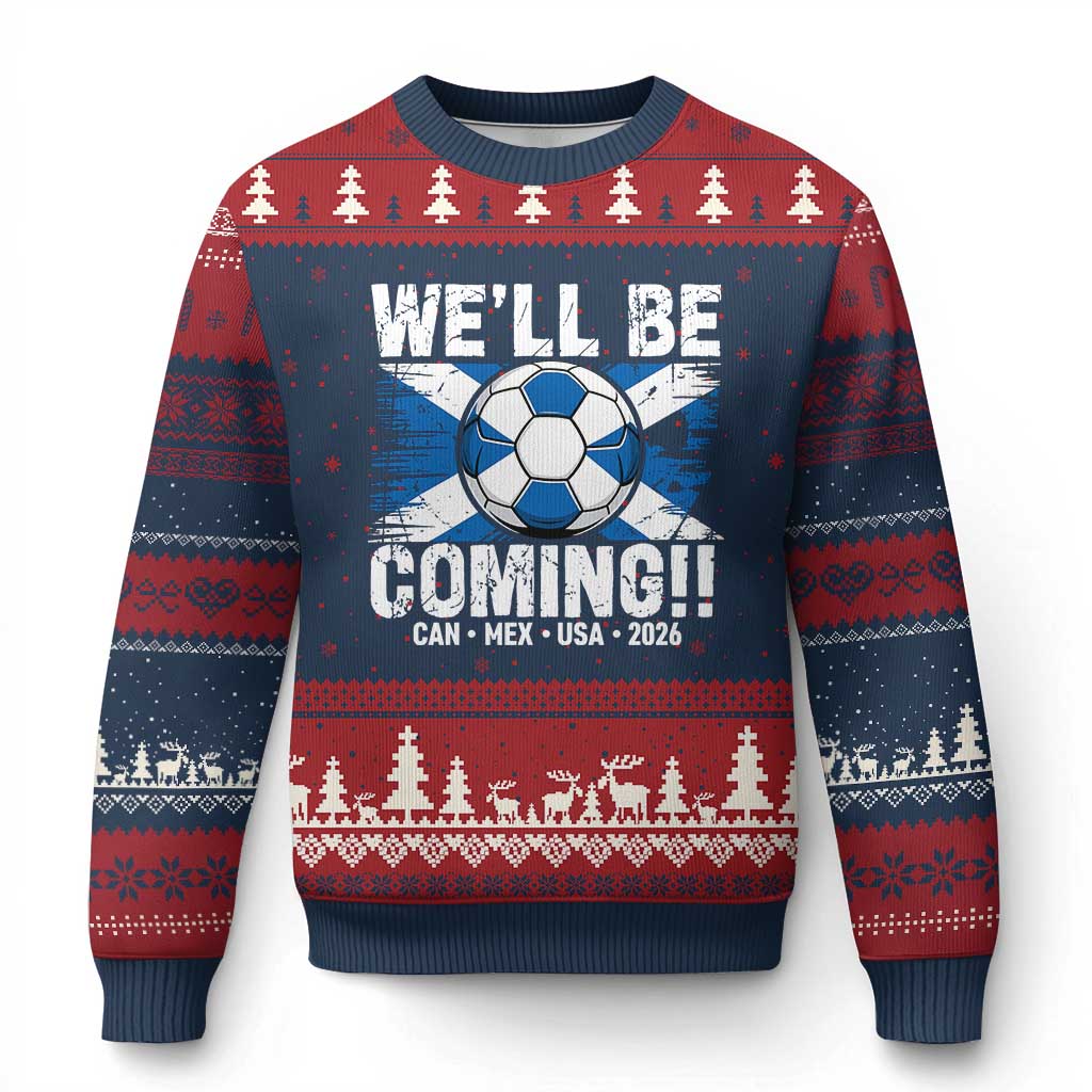 We’ll Be Coming Soccer Ugly Christmas Sweater Scotland Flag Pride Football Fans - Wonder Print Shop