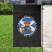Funny Highland Cow in Kilt Drinking Garden Flag We'll Be Coming Scottish Pride Football Fans - Wonder Print Shop