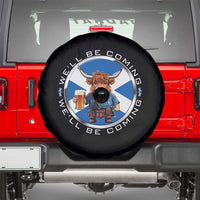 Funny Highland Cow in Kilt Drinking Spare Tire Cover We'll Be Coming Scottish Pride Football Fans - Wonder Print Shop