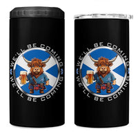 Funny Highland Cow in Kilt Drinking 4 in 1 Can Cooler Tumbler We'll Be Coming Scottish Pride Football Fans - Wonder Print Shop