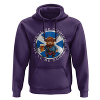 Funny Highland Cow in Kilt Drinking Hoodie We'll Be Coming Scottish Pride Football Fans - Wonder Print Shop