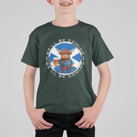 Funny Highland Cow in Kilt Drinking T Shirt For Kid We'll Be Coming Scottish Pride Football Fans - Wonder Print Shop