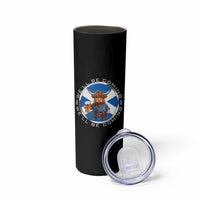 Funny Highland Cow in Kilt Drinking Skinny Tumbler We'll Be Coming Scottish Pride Football Fans - Wonder Print Shop