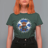 Funny Highland Cow in Kilt Drinking T Shirt For Women We'll Be Coming Scottish Pride Football Fans - Wonder Print Shop