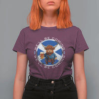 Funny Highland Cow in Kilt Drinking T Shirt For Women We'll Be Coming Scottish Pride Football Fans - Wonder Print Shop