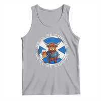 Funny Highland Cow in Kilt Drinking Tank Top We'll Be Coming Scottish Pride Football Fans - Wonder Print Shop