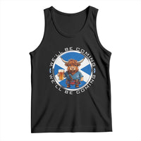 Funny Highland Cow in Kilt Drinking Tank Top We'll Be Coming Scottish Pride Football Fans - Wonder Print Shop