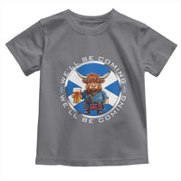 Funny Highland Cow in Kilt Drinking Toddler T Shirt We'll Be Coming Scottish Pride Football Fans - Wonder Print Shop
