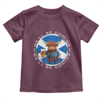 Funny Highland Cow in Kilt Drinking Toddler T Shirt We'll Be Coming Scottish Pride Football Fans - Wonder Print Shop