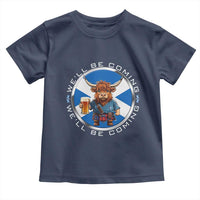 Funny Highland Cow in Kilt Drinking Toddler T Shirt We'll Be Coming Scottish Pride Football Fans - Wonder Print Shop